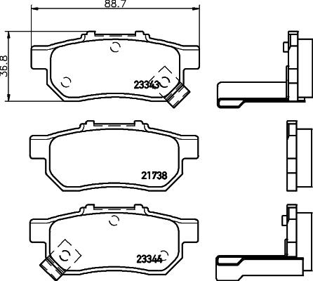 HELLA 8DB 355 017-151 - Тормозные колодки, дисковые, комплект unicars.by