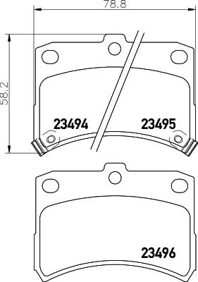 HELLA 8DB 355 017-121 - Тормозные колодки, дисковые, комплект unicars.by