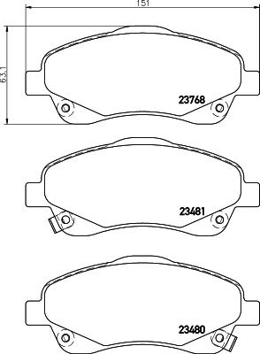 HELLA 8DB 355 017-321 - Тормозные колодки, дисковые, комплект unicars.by