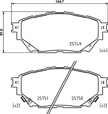 HELLA 8DB 355 039-471 - Тормозные колодки, дисковые, комплект unicars.by