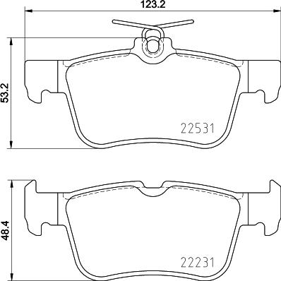 HELLA 8DB 355 039-831 - Тормозные колодки, дисковые, комплект unicars.by