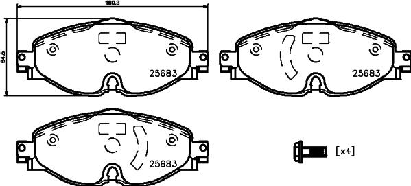 HELLA 8DB 355 031-951 - Тормозные колодки, дисковые, комплект unicars.by