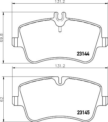 HELLA 8DB 355 031-641 - Тормозные колодки, дисковые, комплект unicars.by