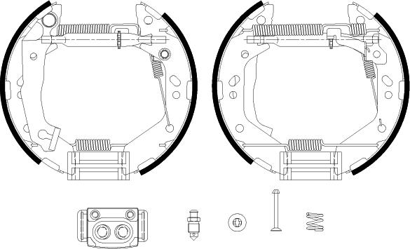 HELLA 8DB 355 038-161 - Комплект тормозных колодок, барабанные unicars.by