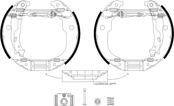 HELLA 8DB 355 038-131 - Комплект тормозных колодок, барабанные unicars.by