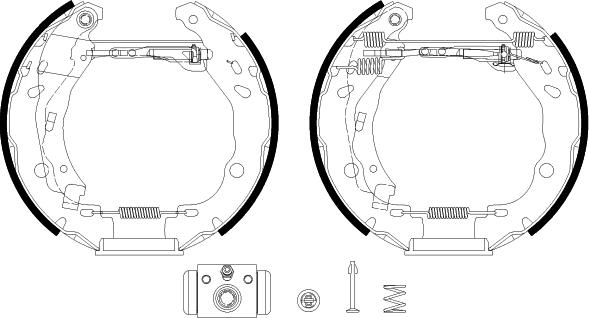 HELLA 8DB 355 038-121 - Комплект тормозных колодок, барабанные unicars.by