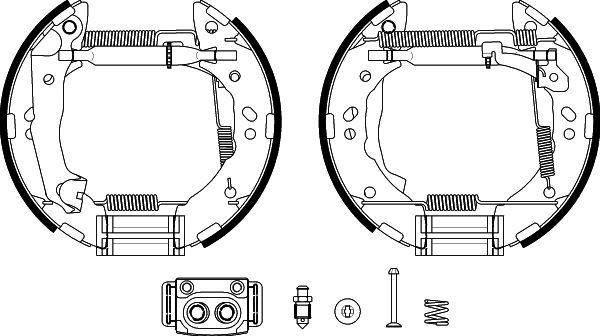 HELLA 8DB 355 038-171 - Комплект тормозных колодок, барабанные unicars.by