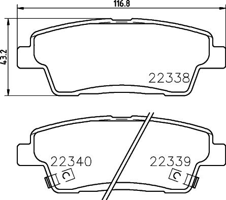 HELLA 8DB 355 037-561 - Тормозные колодки, дисковые, комплект unicars.by