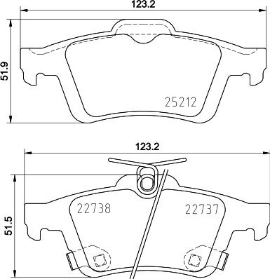 HELLA 8DB 355 037-661 - Тормозные колодки, дисковые, комплект unicars.by