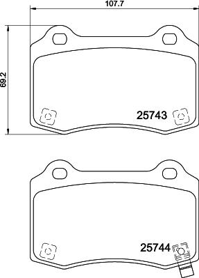 HELLA 8DB 355 037-621 - Тормозные колодки, дисковые, комплект unicars.by