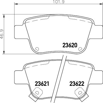 HELLA 8DB 355 029-621 - Тормозные колодки, дисковые, комплект unicars.by