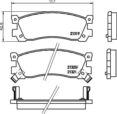 HELLA 8DB 355 029-891 - Тормозные колодки, дисковые, комплект unicars.by