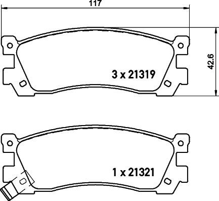 HELLA 8DB 355 029-881 - Тормозные колодки, дисковые, комплект unicars.by