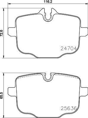 HELLA 8DB 355 024-921 - Тормозные колодки, дисковые, комплект unicars.by