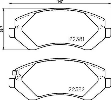 HELLA 8DB 355 024-881 - Тормозные колодки, дисковые, комплект unicars.by