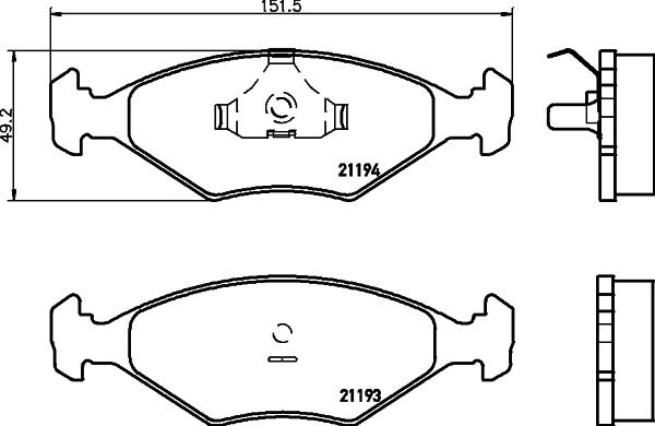 HELLA 8DB 355 024-761 - Тормозные колодки, дисковые, комплект unicars.by