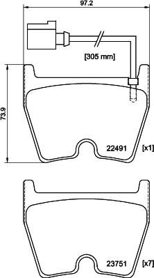 HELLA 8DB 355 025-171 - Тормозные колодки, дисковые, комплект unicars.by