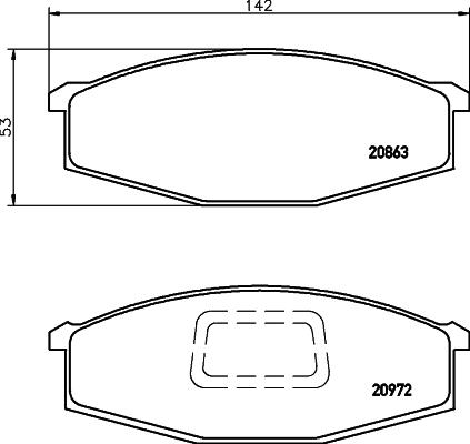 HELLA 8DB 355 026-811 - Тормозные колодки, дисковые, комплект unicars.by