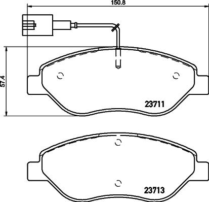 HELLA 8DB 355 020-561 - Тормозные колодки, дисковые, комплект unicars.by