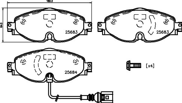 HELLA 8DB 355 020-191 - Тормозные колодки, дисковые, комплект unicars.by