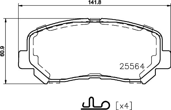 HELLA 8DB 355 021-981 - Тормозные колодки, дисковые, комплект unicars.by