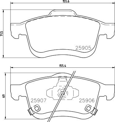 HELLA 8DB 355 021-801 - Тормозные колодки, дисковые, комплект unicars.by