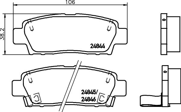 HELLA 8DB 355 028-751 - Тормозные колодки, дисковые, комплект unicars.by