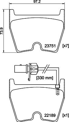 HELLA 8DB 355 023-081 - Тормозные колодки, дисковые, комплект unicars.by