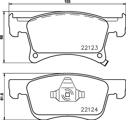 HELLA 8DB 355 023-021 - Тормозные колодки, дисковые, комплект unicars.by