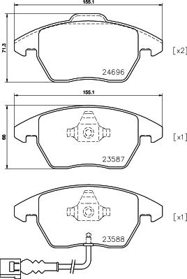 HELLA 8DB 355 023-161 - Тормозные колодки, дисковые, комплект unicars.by