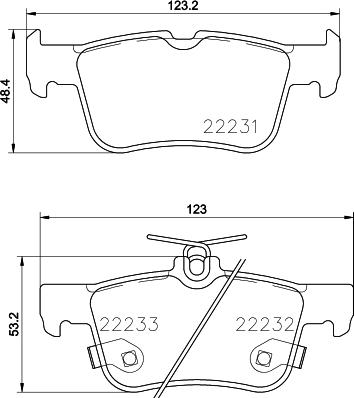 HELLA 8DB 355 023-301 - Тормозные колодки, дисковые, комплект unicars.by