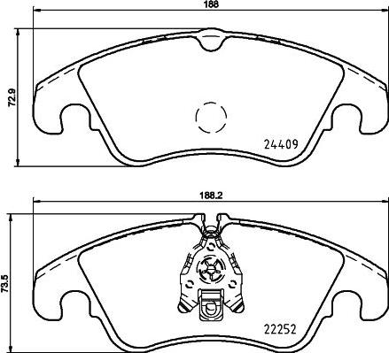 HELLA 8DB 355 023-221 - Тормозные колодки, дисковые, комплект unicars.by