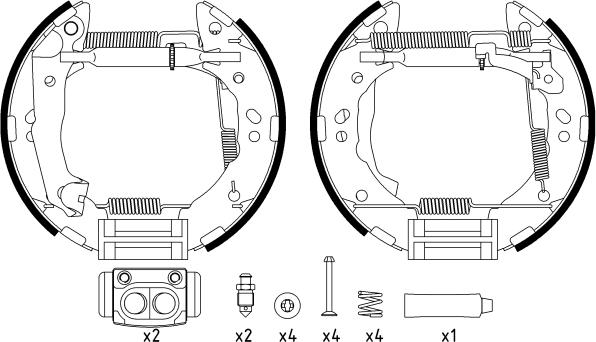 HELLA 8DB 355 022-631 - Комплект тормозных колодок, барабанные unicars.by