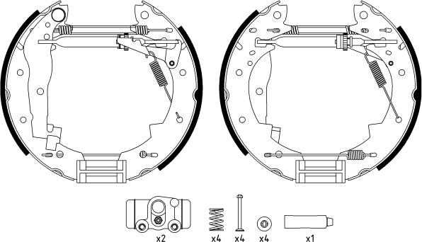 HELLA 8DB 355 022-731 - Комплект тормозных колодок, барабанные unicars.by