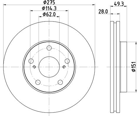 HELLA 8DD 355 104-931 - Тормозной диск unicars.by