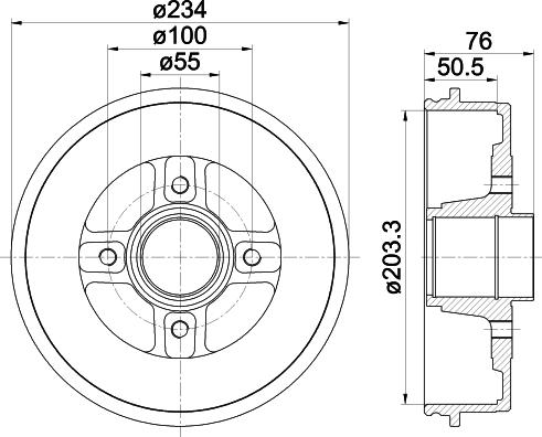 HELLA 8DT 355 300-641 - Тормозной барабан unicars.by