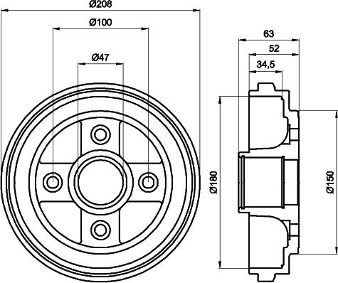 HELLA 8DT 355 300-381 - Тормозной барабан unicars.by