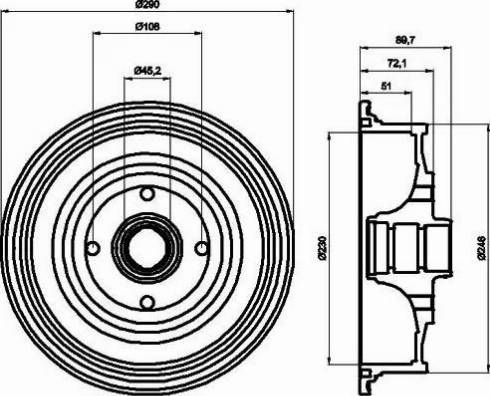 HELLA 8DT 355 301-601 - Тормозной барабан unicars.by