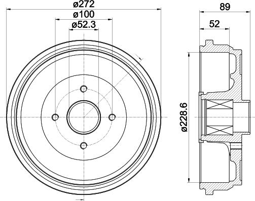 HELLA 8DT 355 303-111 - Тормозной барабан unicars.by