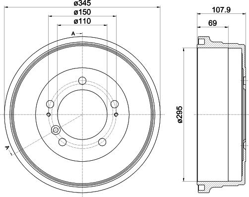 HELLA 8DT 355 302-551 - Тормозной барабан unicars.by