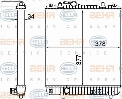 HELLA 8MK 376 735-085 - Радиатор, охлаждение двигателя unicars.by