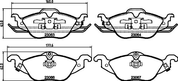 HELLA PAGID 8DB 355 008-571 - Тормозные колодки, дисковые, комплект unicars.by