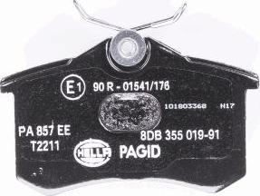 HELLA PAGID 8DB 355 019-911 - Тормозные колодки, дисковые, комплект unicars.by