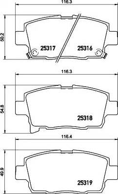 HELLA T2143 - Тормозные колодки, дисковые, комплект unicars.by