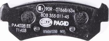 HELLA PAGID 8DB 355 011-451 - Тормозные колодки, дисковые, комплект unicars.by