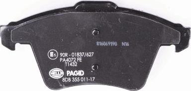 HELLA PAGID 8DB 355 011-171 - Тормозные колодки, дисковые, комплект unicars.by