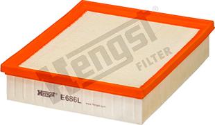 Hengst Filter E686L - Воздушный фильтр, двигатель unicars.by