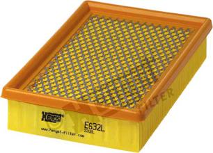 Hengst Filter E632L - Воздушный фильтр, двигатель unicars.by