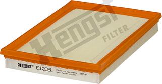 Hengst Filter E1208L - Воздушный фильтр, двигатель unicars.by