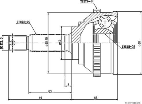 Herth+Buss Jakoparts J2830501 - Шарнирный комплект, ШРУС, приводной вал unicars.by